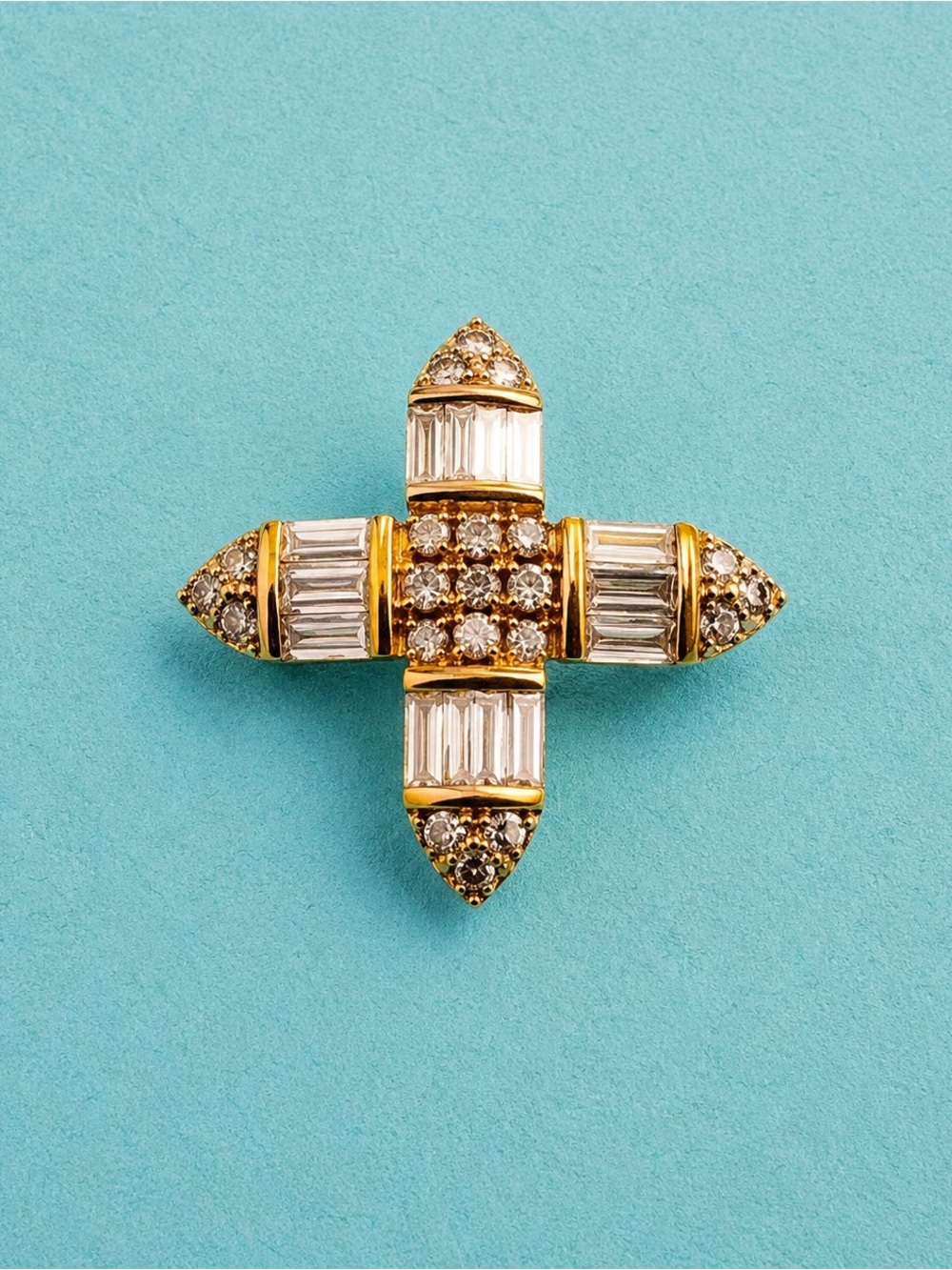 Sterling Silver 0.35ctw Diamond Cross 14K Gold Overlay